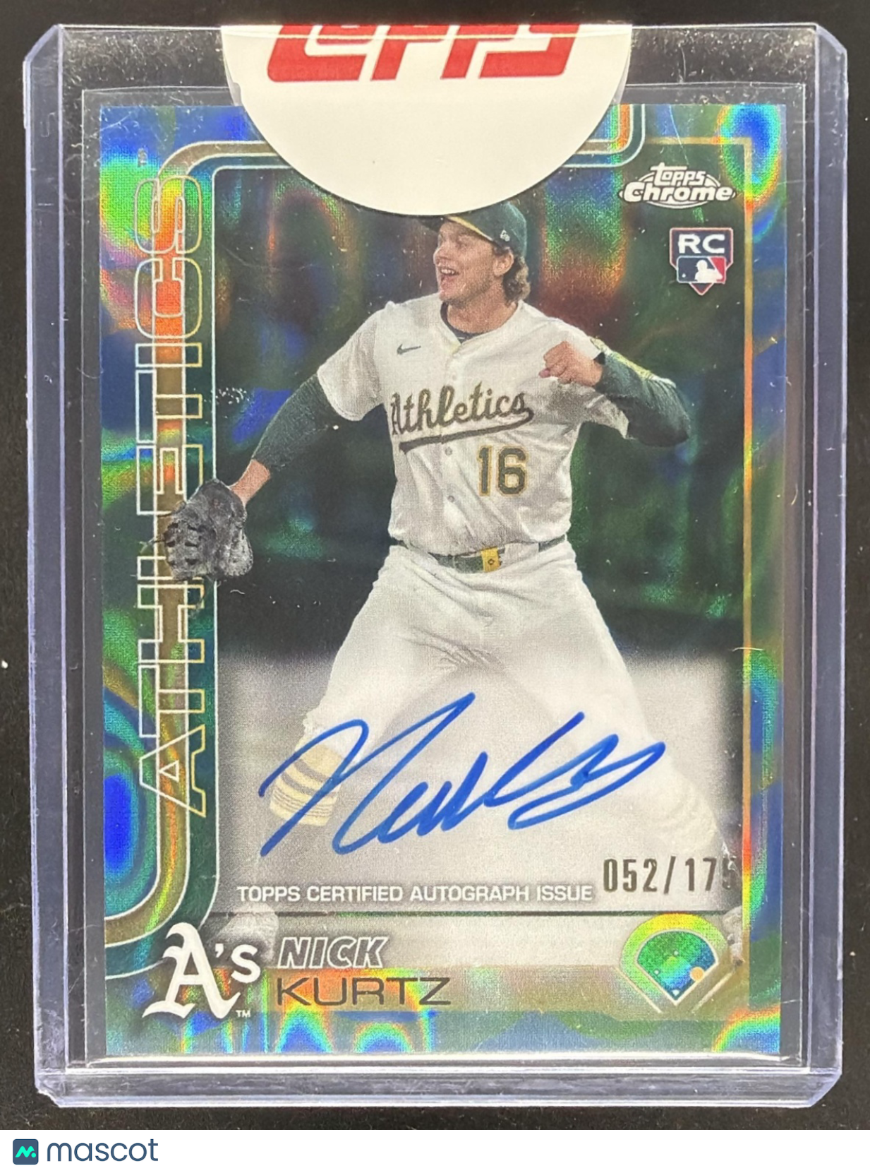2025 Topps Chrome Update Nick Kurtz #RA-KU Rookie Lava Lamp Auto Blue/Green Refractor /175 RC
