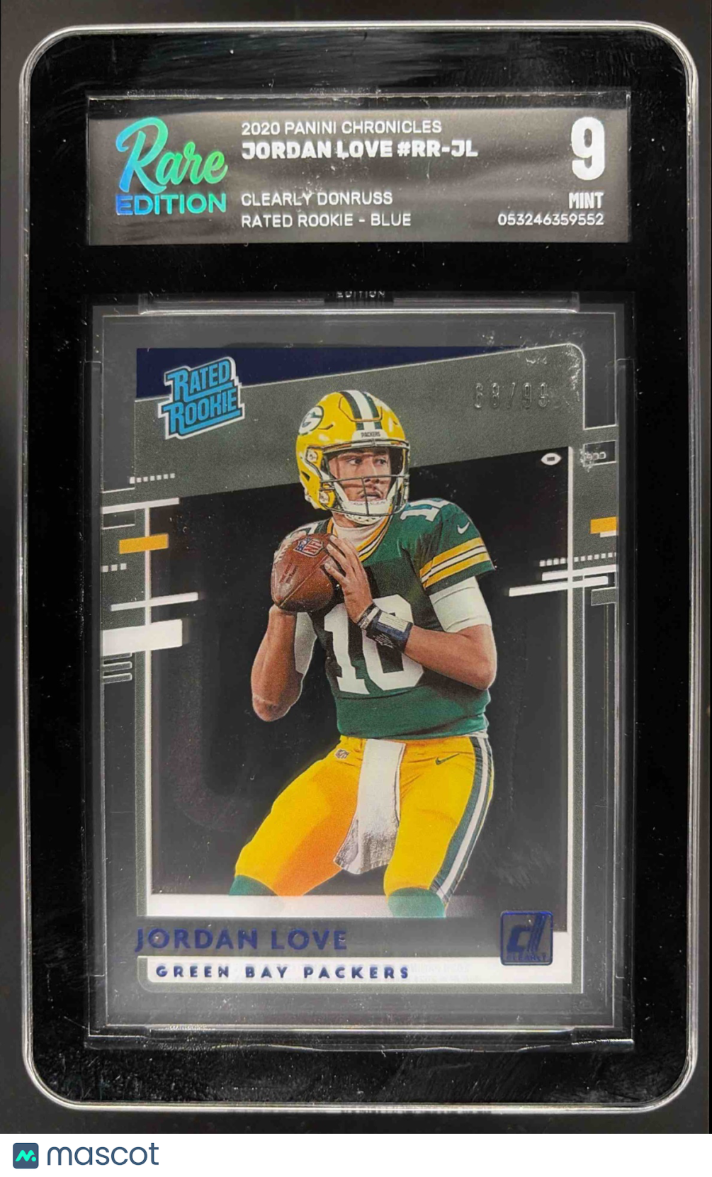 2020 Chronicles Jordan Love Clearly Donruss Rated Blue 68/99 RC Rare Edition 9