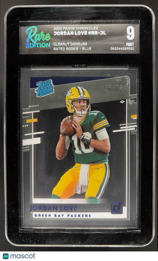 2020 Chronicles Jordan Love Clearly Donruss Rated Blue 68/99 RC Rare Edition 9