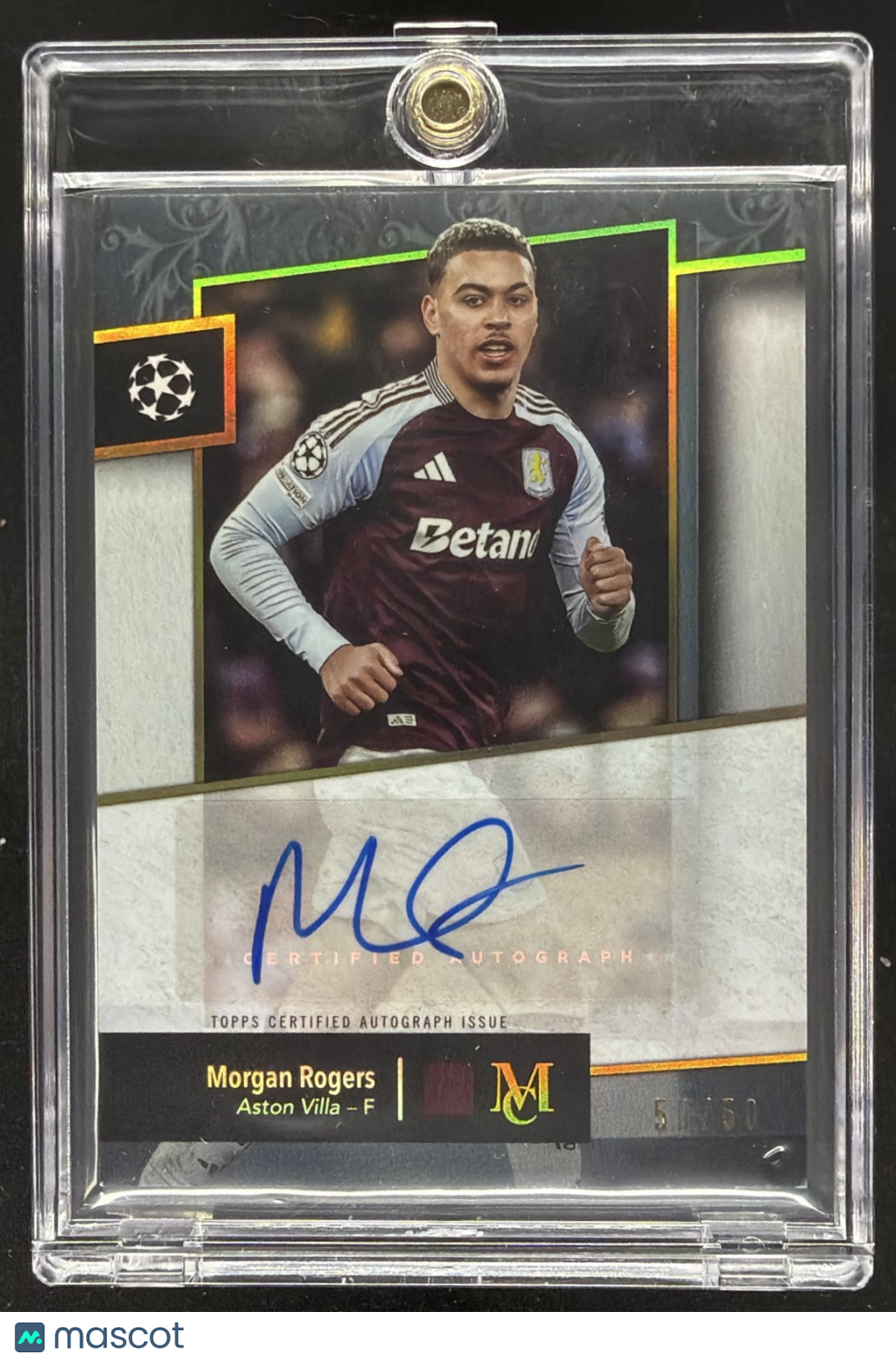 2024 Topps Museum Collection UEFA Club Morgan Rogers #AA-MR Archival Auto Gold /50