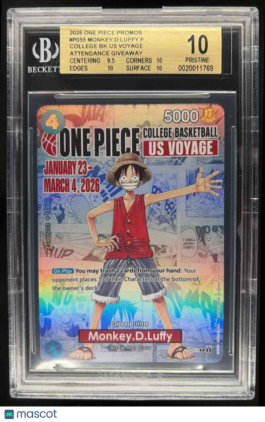 2024 One Piece The Best Monkey.D.Luffy #P-055 Promo BGS 10