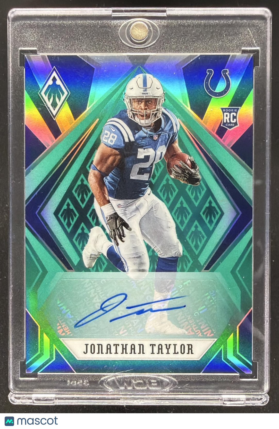2020 Panini Phoenix Jonathan Taylor #118 Rookie Auto Green 7/10 RC