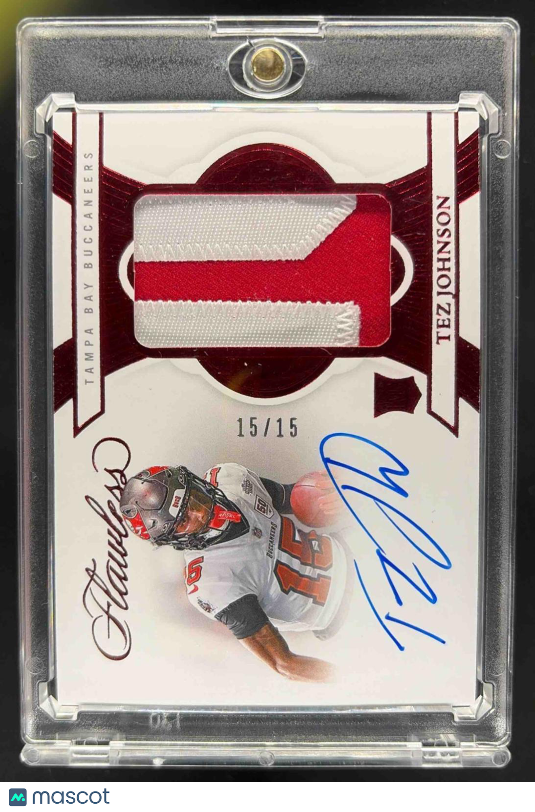 2025 Panini Flawless Tez Johnson Rookie Patch Auto /15 Ruby