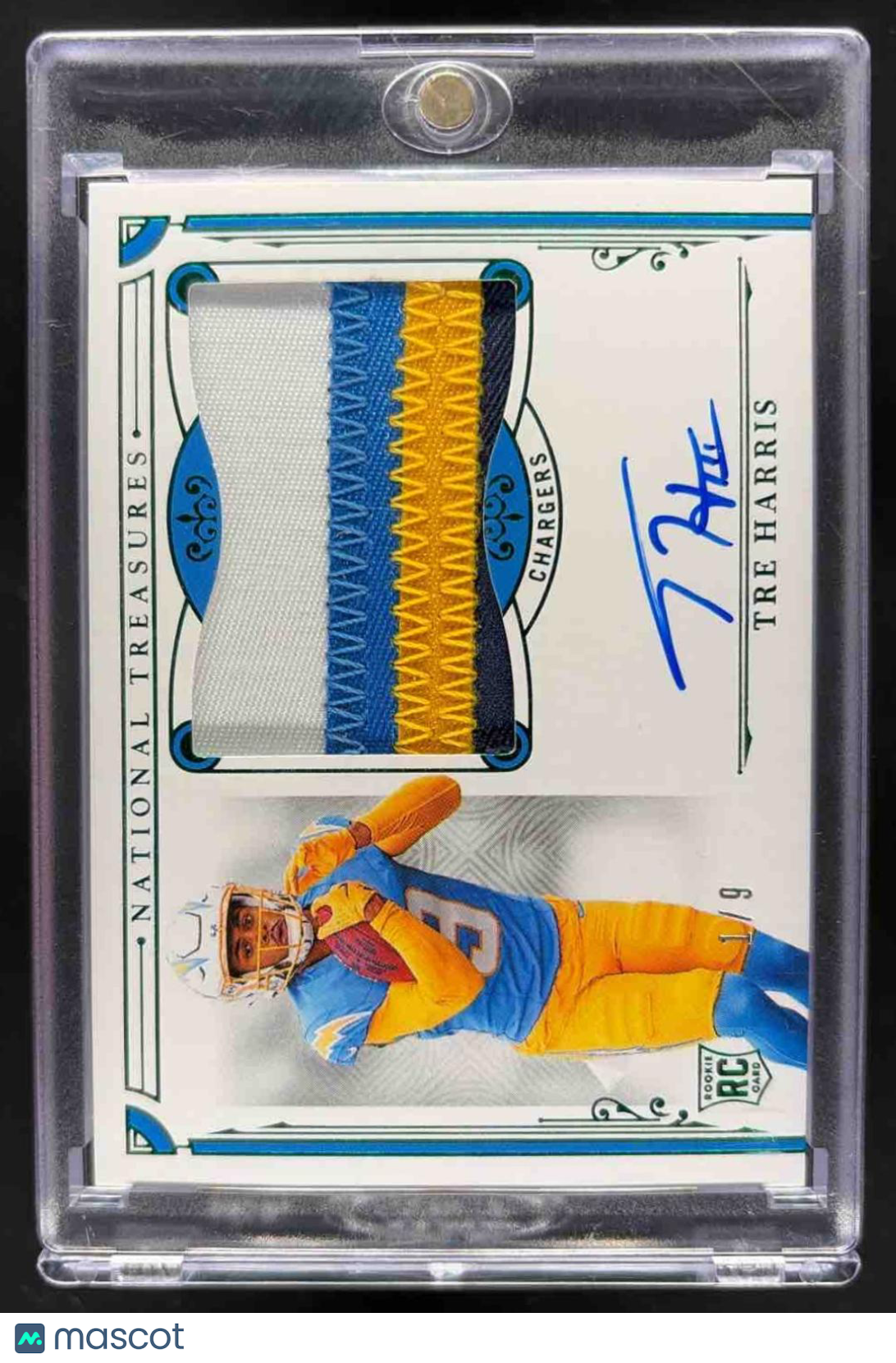 2025 Panini National Treasures Tre Harris #178 Rookie Patch Auto Green Jersey Number /9 MEM RC