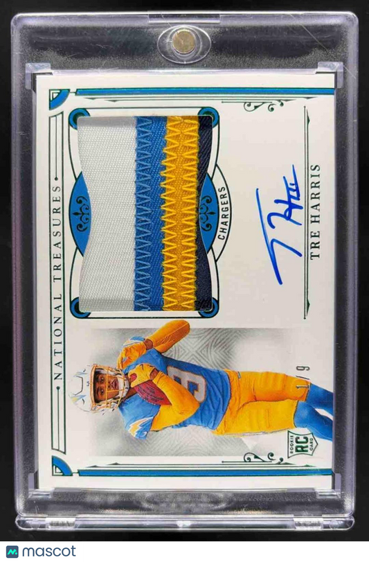 2025 Panini National Treasures Tre Harris #178 Rookie Patch Auto Green Jersey Number /9 MEM RC