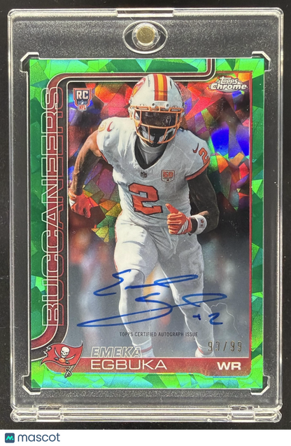 2025 Topps Chrome Sapphire Emeka Egbuka #RA-EE Rookie Auto Green Refractor /99 RC