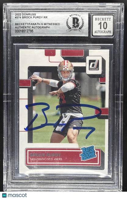 2022 Panini Donruss Brock Purdy #374 Rated Rookie Auto RC Auto BGS Auth