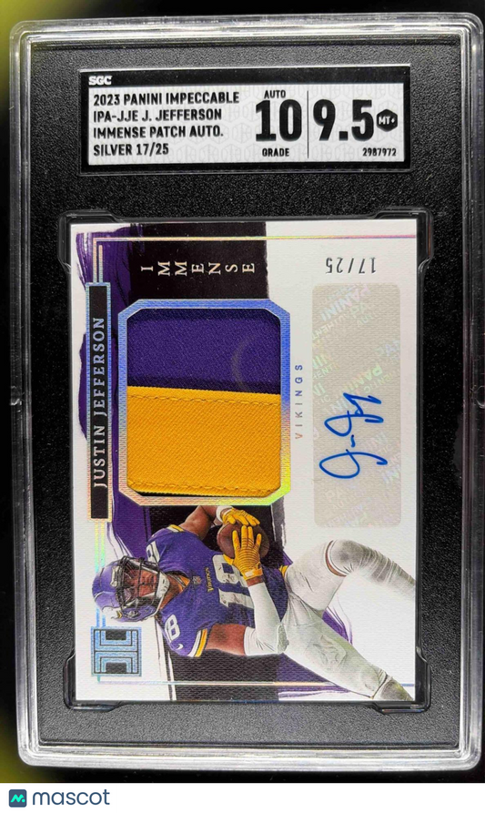 2023 Panini Impeccable Justin Jefferson #IPA-JJE Patch Autos Silver /25 MEM Auto
