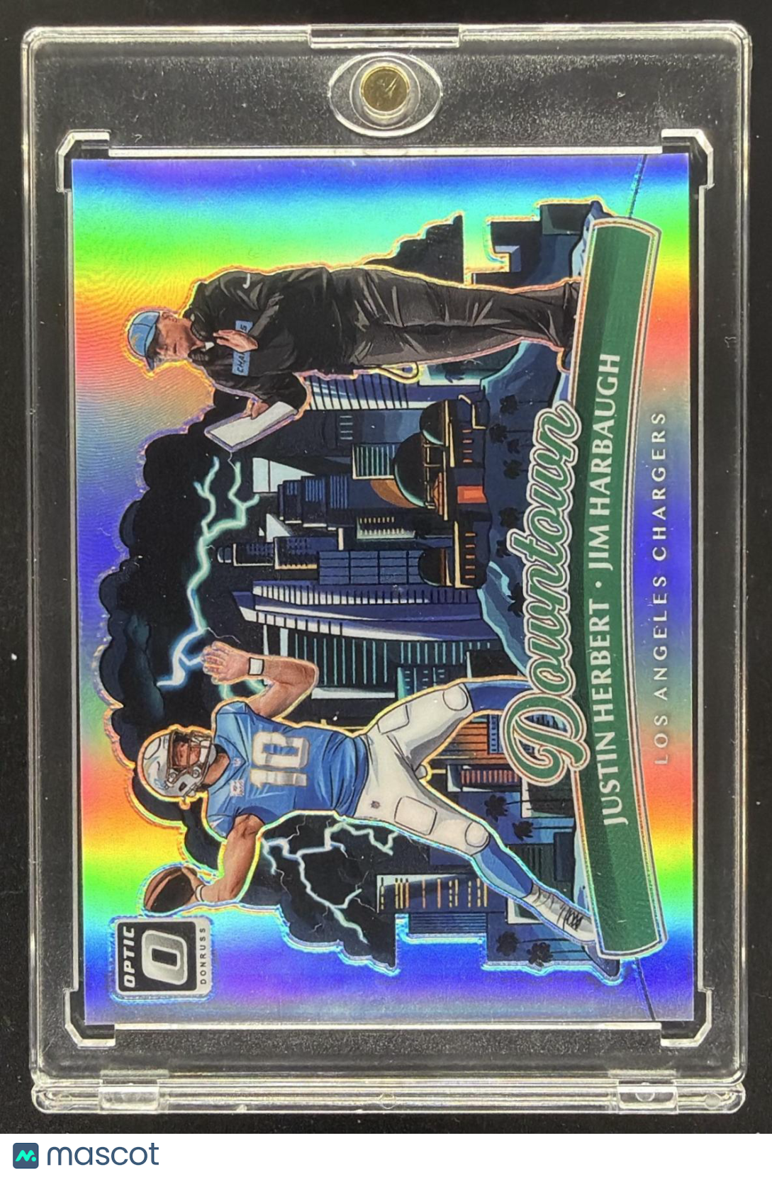 2025 Panini Donruss Optic Jim Harbaugh Justin Herbert #4 Downtown Duos