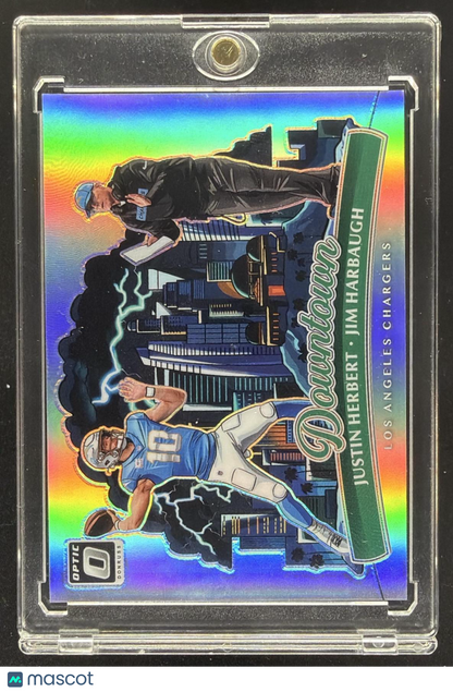 2025 Panini Donruss Optic Jim Harbaugh Justin Herbert #4 Downtown Duos