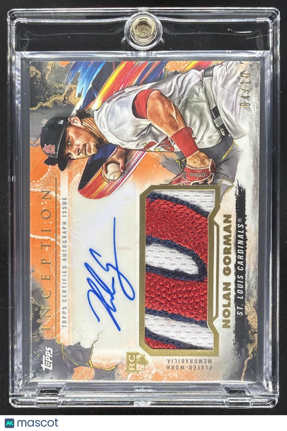 2023 Topps Inception Nolan Gorman #IAP-NG Auto Patch Orange 4/10 RC