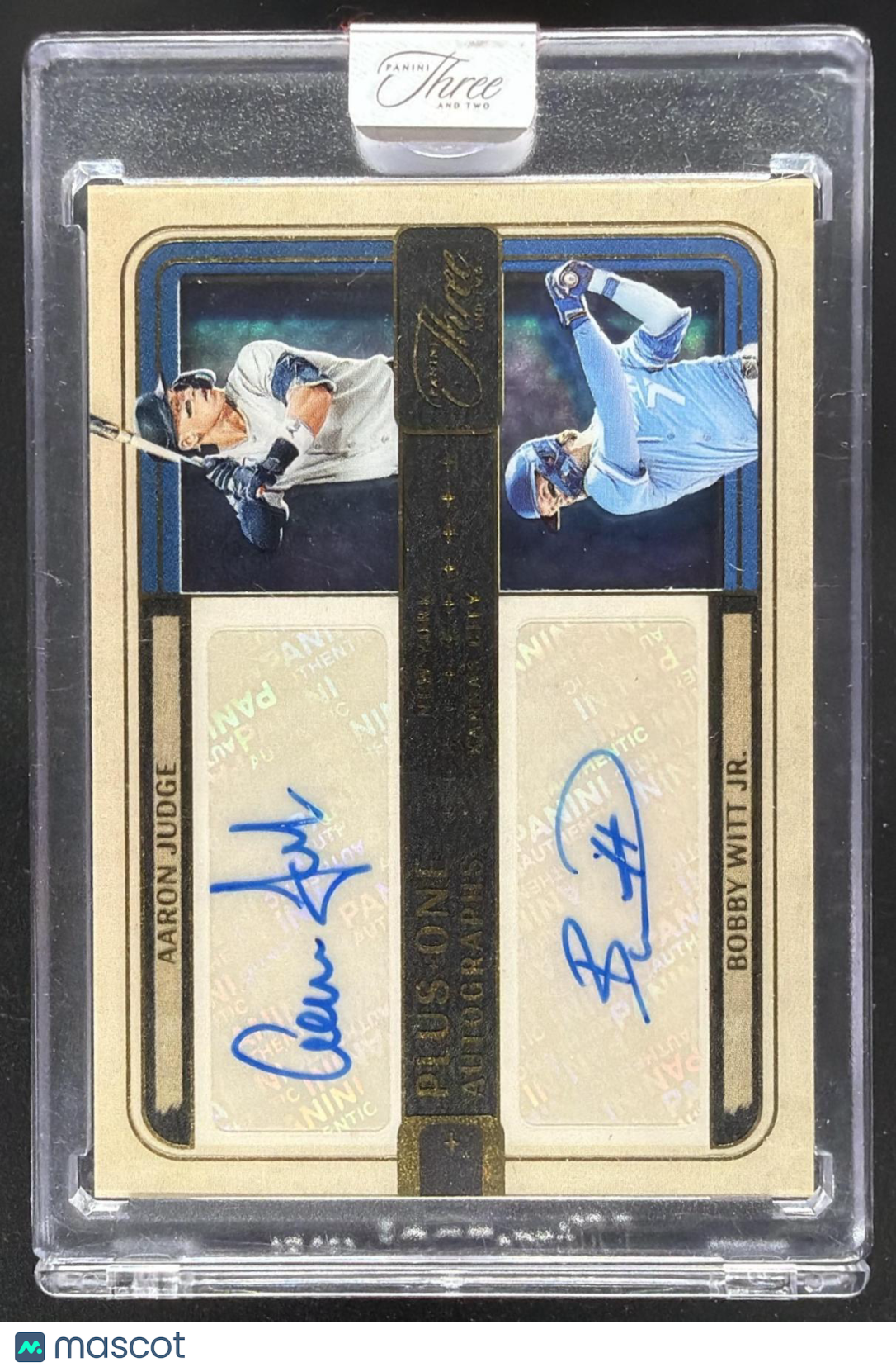 2025 Panini Three and Two Bobby Witt Jr. Aaron Judge Dual Auto /49