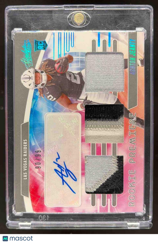 2025 Panini Absolute Ashton Jeanty #RPM-AJY Rookie Premiere Materials Autos Spectrum /99 MEM RC Auto