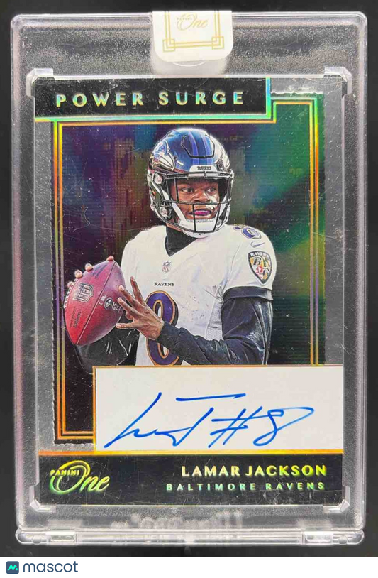 2019 Panini One Lamar Jackson #221 7/10 Auto Power Surge Ravens