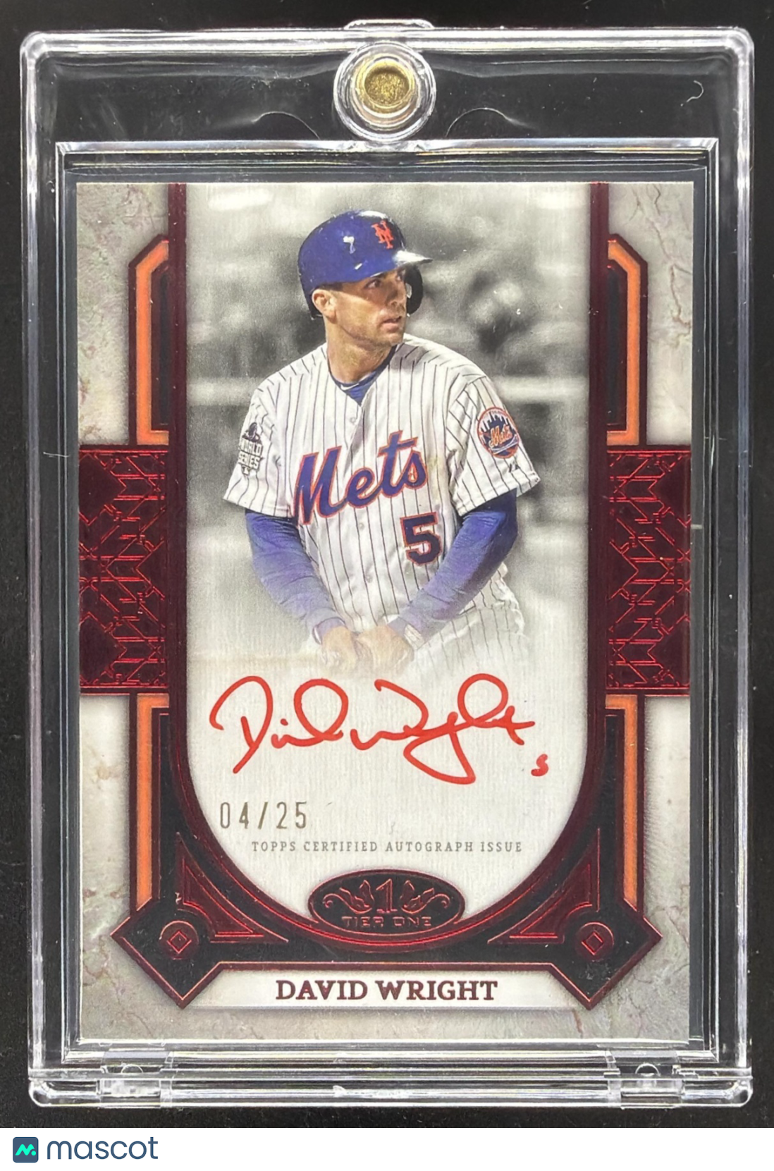 2024 Topps Tier One David Wright #PPA-DWR Prime Performers Auto Red Foil 4/25