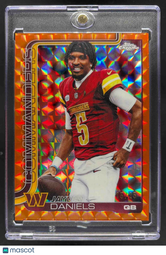 2025 Topps Chrome Jayden Daniels #295 Image Variation Orange Geo Refractor /25 SP