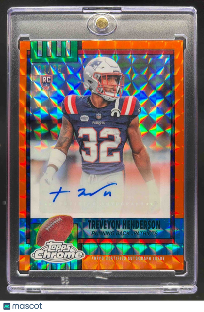 2025 Topps Chrome TreVeyon Henderson #1990-THE 1990 Auto Orange Geometric Refractor /25 RC
