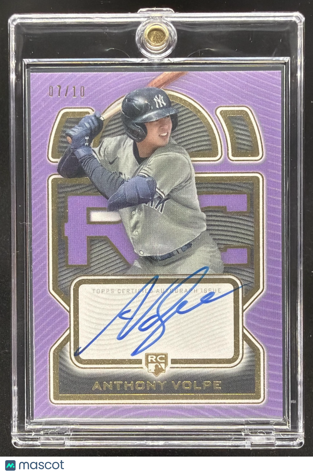 2023 Topps Definitive Anthony Volpe #DRA-AV Rookie Auto Purple 7/10 RC