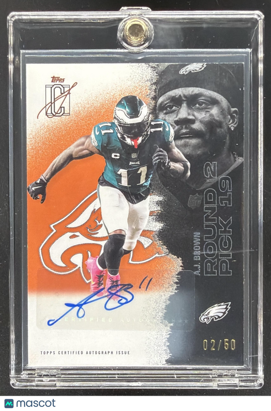 2025 Topps Signature Class A.J. Brown #93 Veteran Auto Orange Foil 2/50