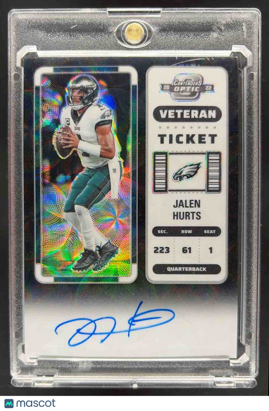 2022 Panini Contenders Optic Jalen Hurts #VTA-HU Veteran Ticket Auto Black /25 Eagles