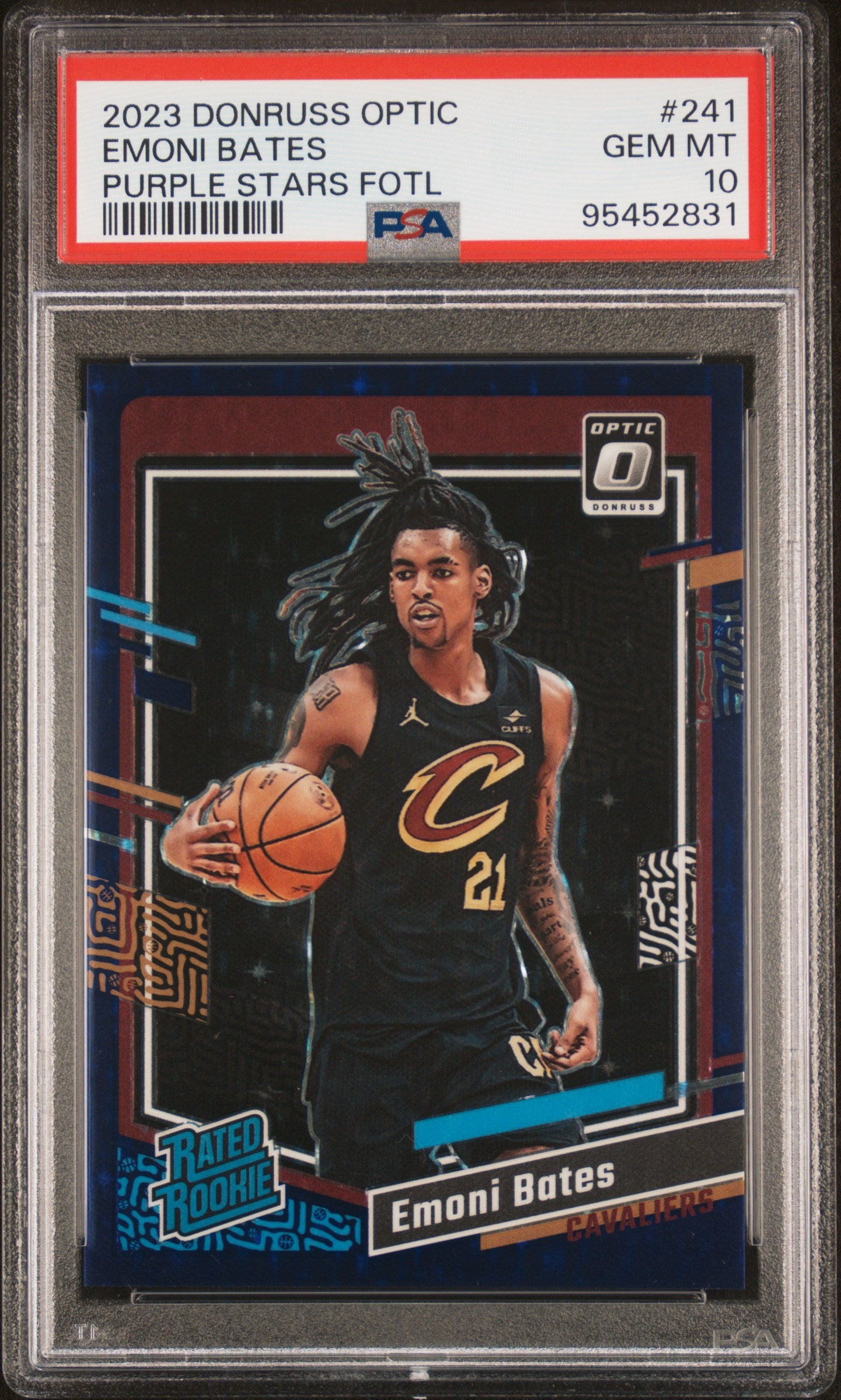 2023 Panini Donruss Optic Emoni Bates #241 /17 Purple Stars Fotl PSA 10 RC