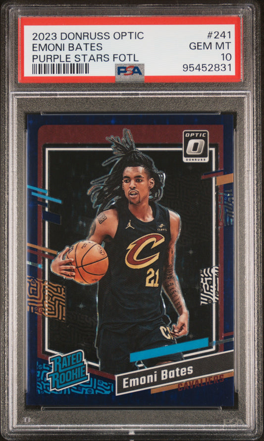 2023 Panini Donruss Optic Emoni Bates #241 /17 Purple Stars Fotl PSA 10 RC