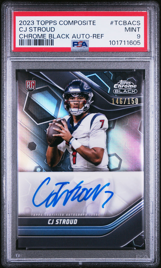 2023 Topps Composite CJ Stroud Chrome Black Refractor Auto 146/150 PSA 9